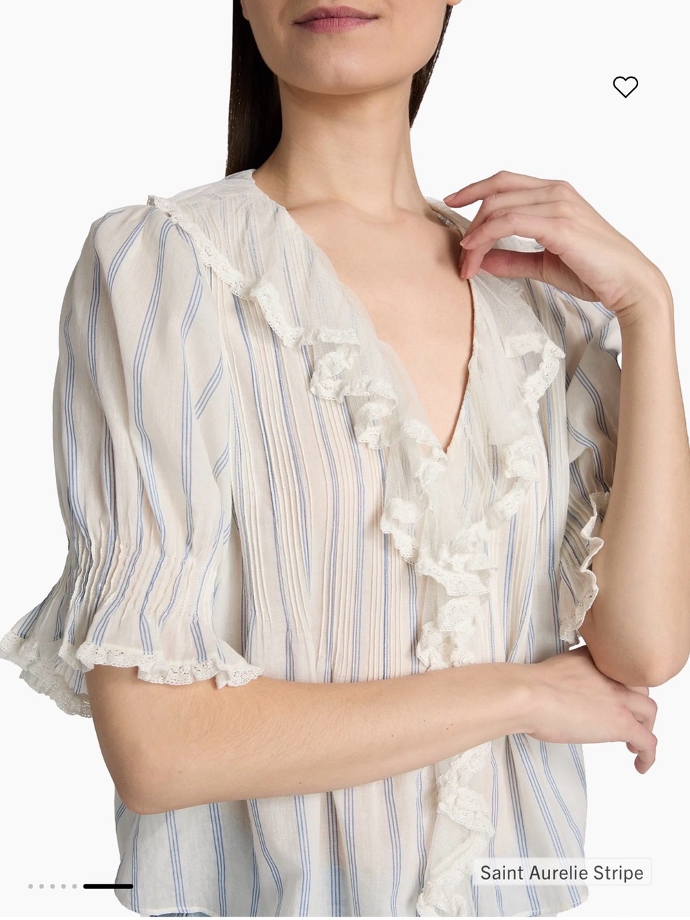 Doen Henri Striped Ruffle Front Top Size Medium - Picture 5 of 11
